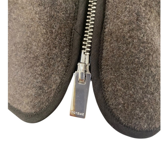 Toteme Felted Wool Zip Up Jacket Oak Melange 32 Small Brown XXS - Picture 5 of 11